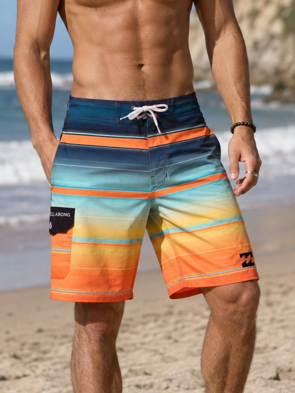 Billabong Platinum X All Day Striped Board Shorts Men’s Surf Y2K